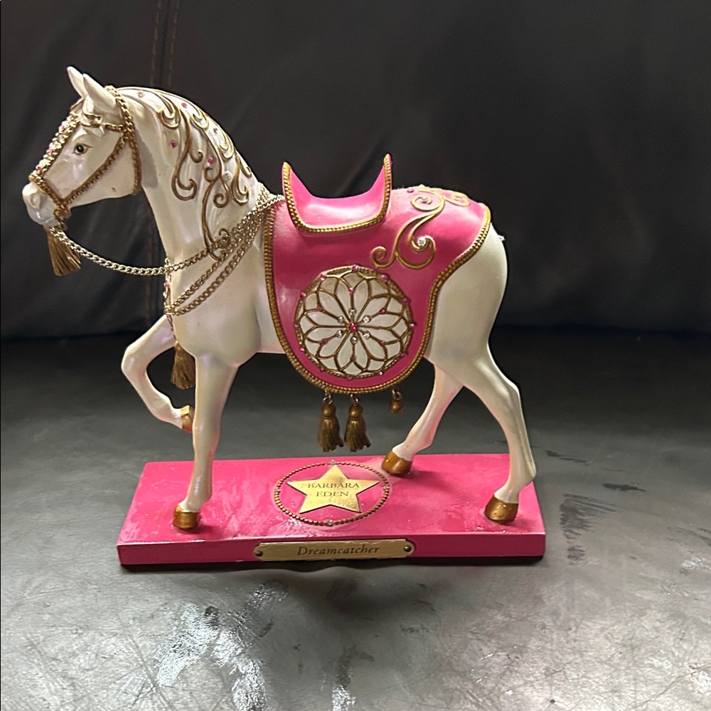 Dreamcatcher Horse Figurine - Pink and Gold